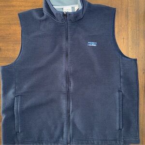 LL Bean Vest Men’s XL Navy Lakewashed Double Knit Ribbed Zip Up Sweater Casual
